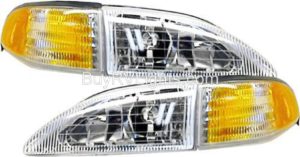 Tiffin Allegro Bus (Diesel) Clear Chrome Headlight Assembly & Turn Signal Corner Light 4 Piece Set (Left & Right)