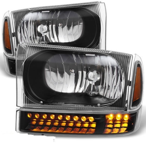 Fleetwood Discovery Black Headlights & LED Signal Lamps 4 Piece Set