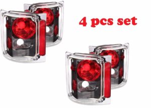 Holiday Rambler Vacationer Upper & Lower Black Tail Light Lens & Housing 4 Piece Set (Left & Right)