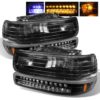 National RV Sea Breeze Clear Black Headlights & LED Turn Signal Light 4 Piece Set (Left & Right)