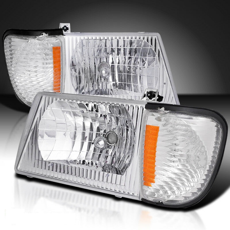 Thor Motor Coach Hurricane Diamond Clear Chrome Headlights & Corner Turn Signal Lamps Set (4 Piece Set)