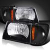 Dutchmen RV Diamond Clear Black Headlights & Corner Turn Signal Lamps Set (4 Piece Set)