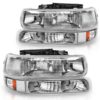 National RV Sea Breeze Clear Chrome Headlights & Turn Signal Light 4 Piece Set (Left & Right)