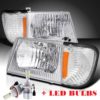 Holiday Rambler Imperial Diamond Clear Chrome Headlights & Corner Turn Signal Lamps Set 4PC + Low Beam LED Bulbs