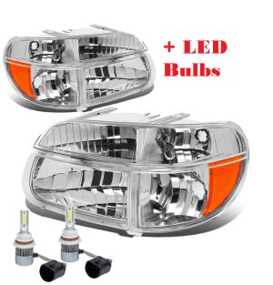 R-Vision Trail Lite Clear Chrome Headlights & Signal Lamps + Headlight LED Bulbs (Left & Right)