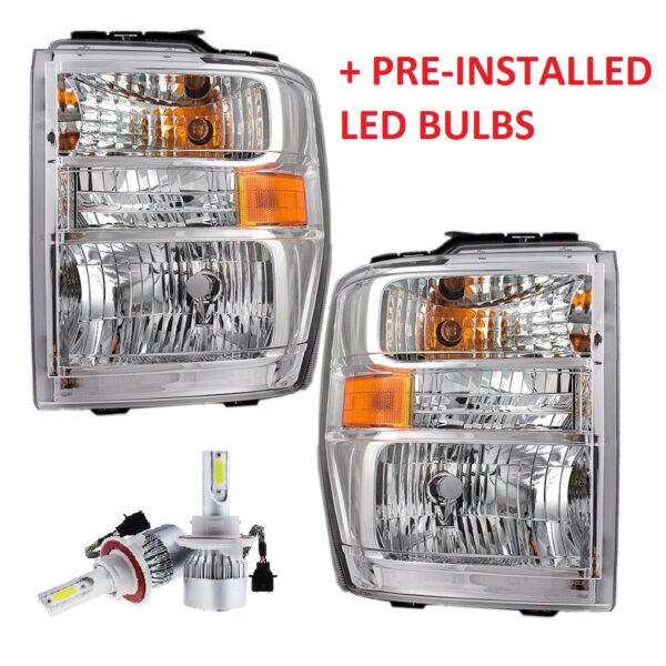 Forest River Sunseeker Replacement Headlights Assembly + LED Bulbs Pair