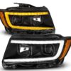 Newmar Bay Star Black Headlights with LED DRL / Signal Light Assembly Pair (Left & Right)