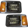 Newmar Dutch Star Gray Bezel with Black LED Headlight Assemblies Pair (Left & Right)