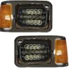 Newmar Dutch Star Chrome Bezel with Black LED Headlight Assemblies Pair (Left & Right)