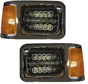 Newmar Dutch Star Chrome Bezel with Black LED Headlight Assemblies Pair (Left & Right)