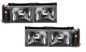 Monaco Signature Black Full Set Headlights (4) & Corner Lights (2) Unit Pair (Left & Right)