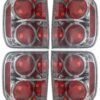 Tiffin Phaeton Upper & Lower Chrome Tail Lights Unit 4 Piece Set (Left & Right)