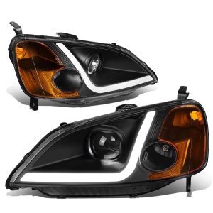 Newmar Ventana Black Headlights with LED Turn Signal Lights Pair (Left & Right)