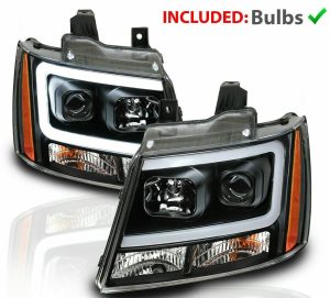 Tiffin Phaeton Black Projector Headlights Assembly Pair (Left & Right)