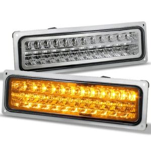 Winnebago Luxor (37 Foot) Chrome LED Front Turn Signal Light Lens & Housing Pair (Left & Right)