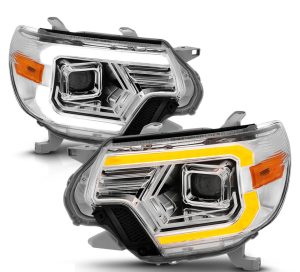 Itasca Sunova Chrome Projector LED Headlight Assemblies Pair (Left & Right)