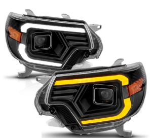 Itasca Sunova Black Projector LED Headlight Assemblies Pair (Left & Right)