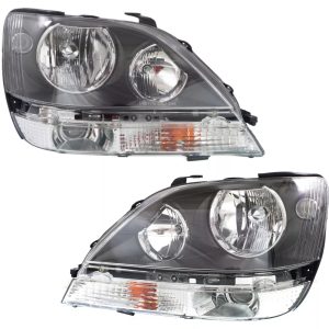 Fleetwood Storm Black Headlight Assembly Pair (Left & Right)