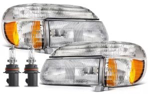 Alfa See Ya Gold Replacement Headlight Assemblies & Signal Lamp Units 4 Piece Set (Left & Right)