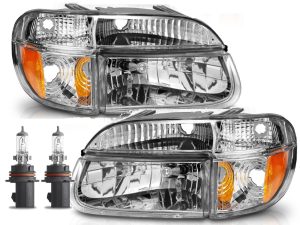 Alfa Founder Clear Chrome Headlight Assemblies & Signal Lamp Units 4 Piece Set (Left & Right)