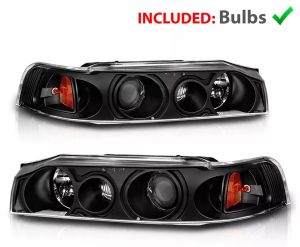 Monaco Knight Black Projector Headlight Assembly Pair (Left & Right)