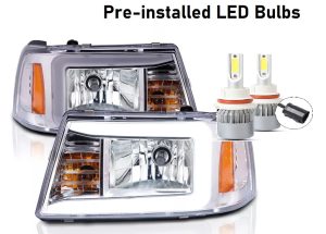 Winnebago Voyage Chrome LED Headlight Assemblies & Signal Lamp Units with LED Running Lights (Left & Right)