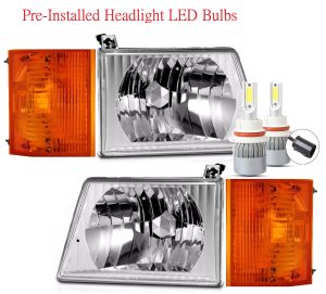 Holiday Rambler Admiral LED Chrome Headlight Assemblies & Signal Lamp Units 4 Piece Set (Left & Right)