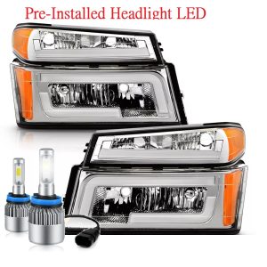 National RV Sea Breeze Chrome LED Headlights & Turn Signal Lights Assembly Pair with LED Tubing (Left & Right)