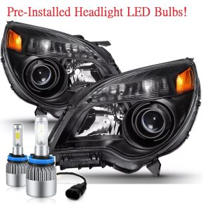 Tiffin Allegro Bus Black Projector LED Headlight Assembly Pair (Left & Right)