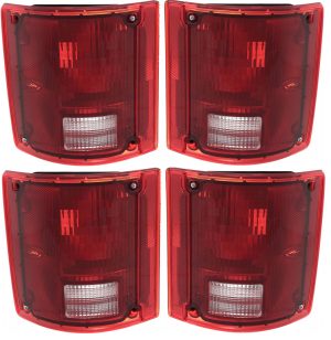 National RV Surf Side Upper & Lower Replacement Tail Light Lens & Housing 4 Piece Set (Left & Right)