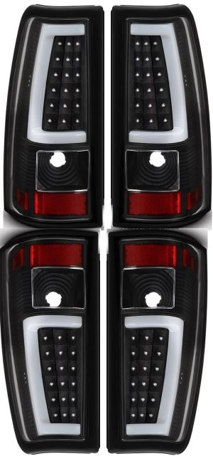 Monaco Dynasty Black LED Upper & Lower Tail Light Assembly 4 Piece Set (Left & Right)