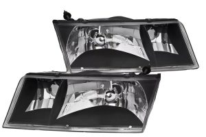 Fleetwood Excursion Black Headlight Assemblies Pair (Left & Right)