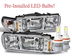 Georgie Boy Landau Chrome One-Piece Type LED Headlights & Turn Signal Lights Pair (Left & Right)