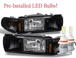 Georgie Boy Landau Black One-Piece Type LED Headlights & Turn Signal Lights Pair (Left & Right)