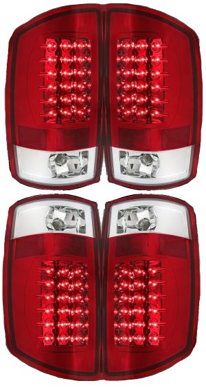American Coach American Heritage Red LED Taillights Tail Lights 4 Piece Set Assembly (Left & Right) (Upper & Lower)