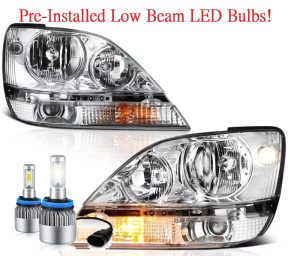 Fleetwood Revolution Chrome LED Headlight Assemblies Pair (Left & Right)