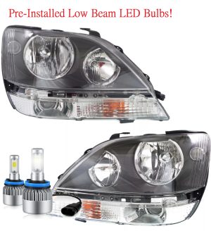 Fleetwood Revolution Black LED Headlight Assemblies Pair (Left & Right)