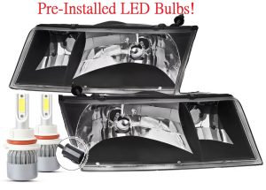 Fleetwood Excursion Black LED Headlight Assemblies Pair (Left & Right)