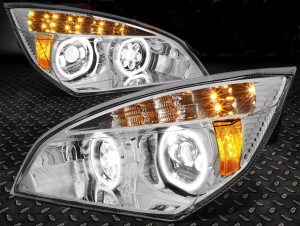 Renegade Explorer Chrome Full LED Headlights Head Lamps Assembly Pair (Left & Right)