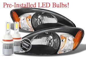 Safari Cheetah Black LED Headlight Assemblies Pair (Left & Right)