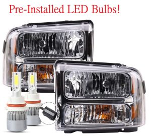 Monaco Dynasty Chrome LED Headlight Assemblies Pair (Left & Right)