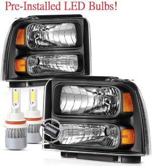 Monaco Dynasty Black LED Headlight Assemblies Pair (Left & Right)