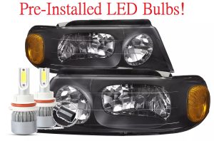 Beaver Motor Coach Marquis Black LED Headlight Assemblies Pair (Left & Right)