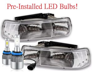 Itasca Sunstar Diamond Chrome LED Headlight Assemblies Pair (Left & Right)