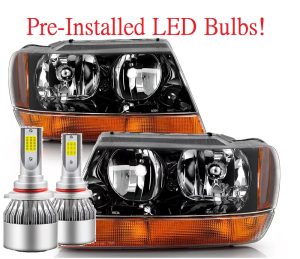 Tiffin Phaeton Black LED Headlight Assembly Pair (Left & Right)