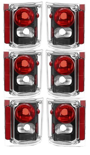 Fleetwood Excursion Black Tail Light Lens & Housing 6 Piece Set (Left & Right)