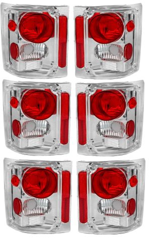 Fleetwood Excursion Chrome Tail Light Lens & Housing 6 Piece Set (Left & Right)
