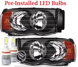 Tiffin Allegro Bus Black LED Headlight Assembly Pair (Left & Right)
