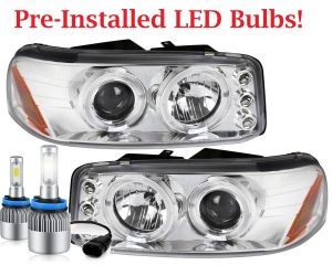 Fleetwood Providence Chrome Projector LED Headlight Assembly Pair (Left & Right)