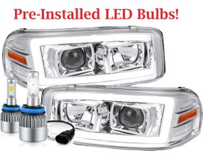 Fleetwood Providence Chrome Projector LED Headlight Assembly Pair (Left & Right)